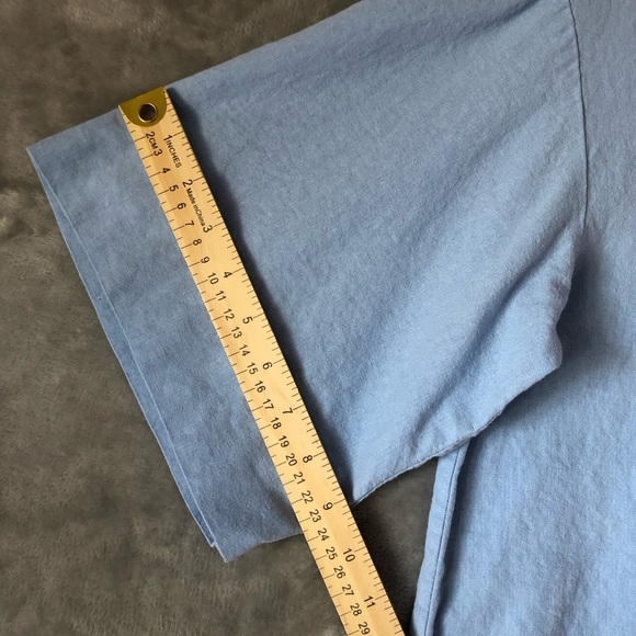 Andrew Marc New York Top Size M Collar V-Neck Linen Blend Round Hem Wide Sleeves - Picture 11 of 12